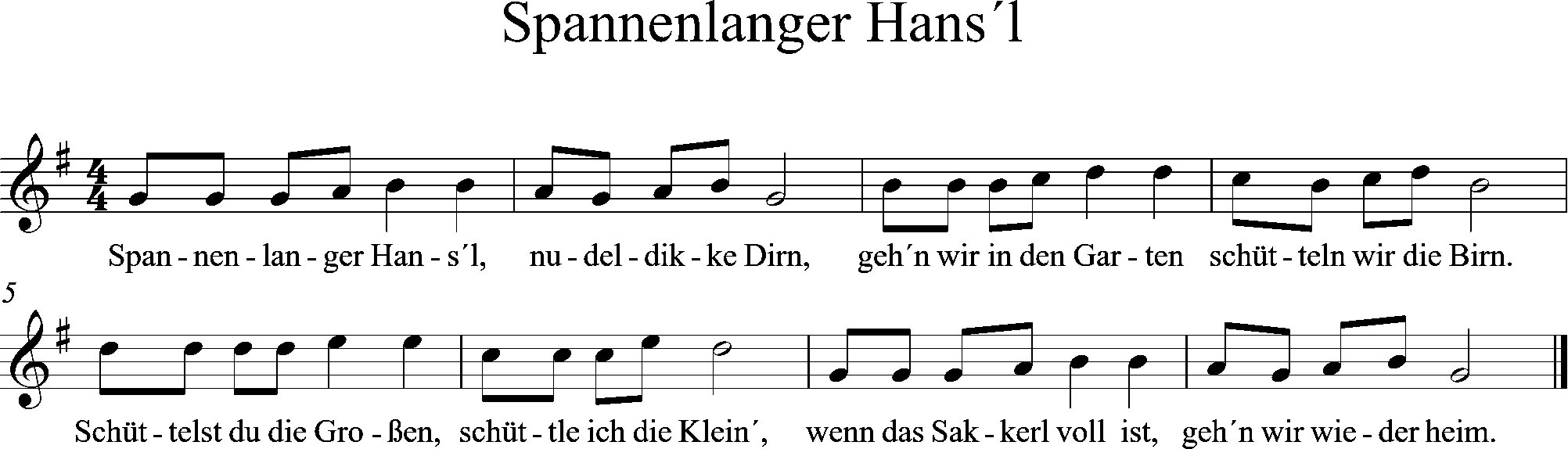 sax noten - spannenlanger hansl